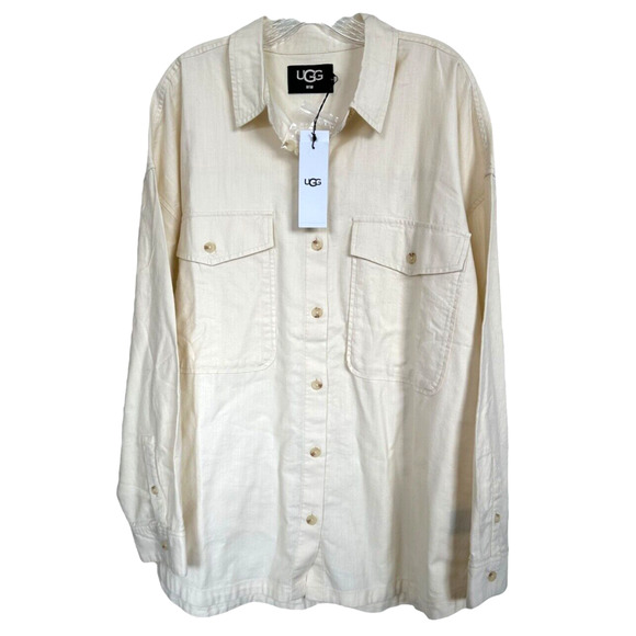 NWOT UGG Cream Button Down Shirt for Women - Picture 3 of 10